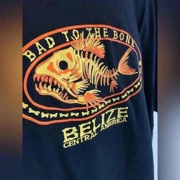 BELIZE Bad To The Bone Black Fish T Shirt top men’s Size XXL Central America - Picture 5 of 12
